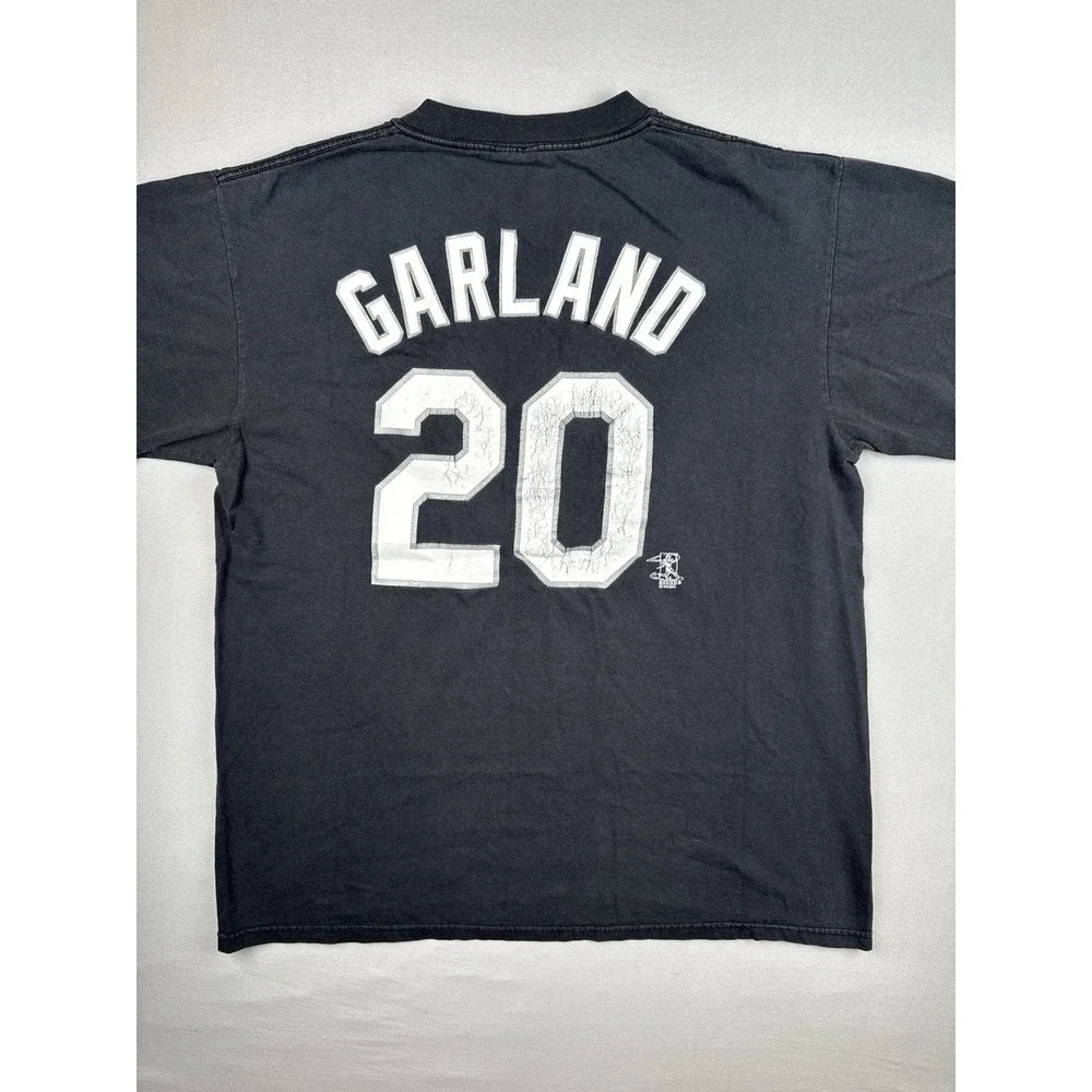 Vintage Chicago White Sox John Garland 20 Shirt MLB Majestic Black Tee Large